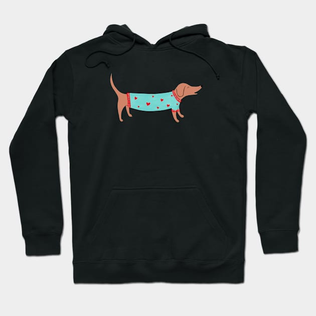 Sausage Dog Love Hoodie by Davilyn Lynch Illustration